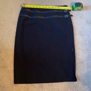 Black Skirt with Leather Belt/Buckle Trim
